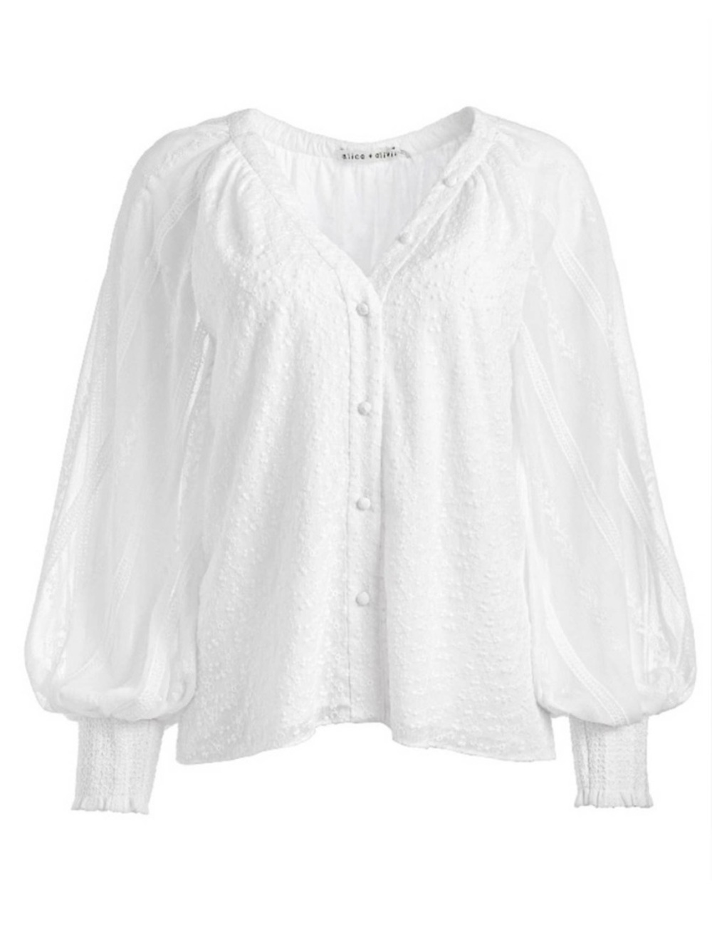 ALICE + OLIVIA lang embroidered blouse boho romantic fairycore white size XL